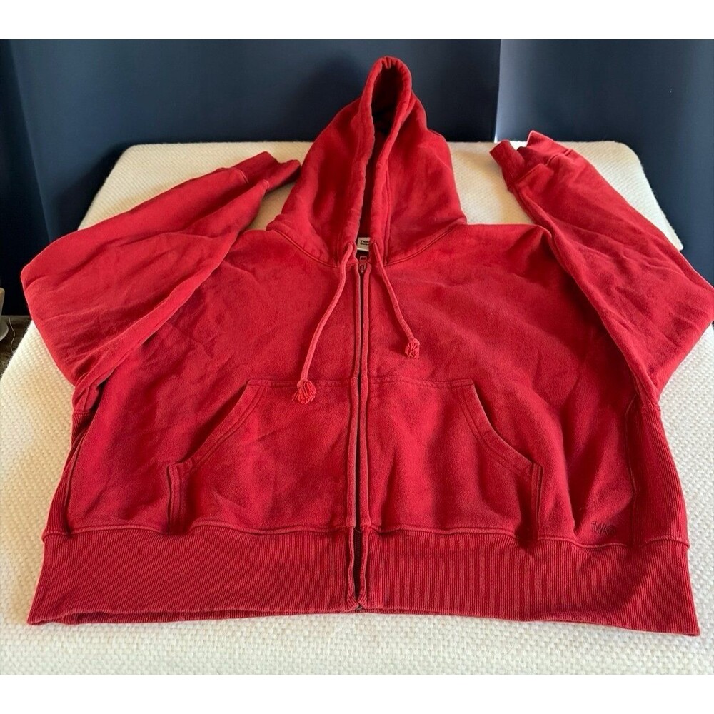 TNA Aritzia Sweatfleece Cozy Fleece Boyfriend Fit Zip Hoodie XL Red